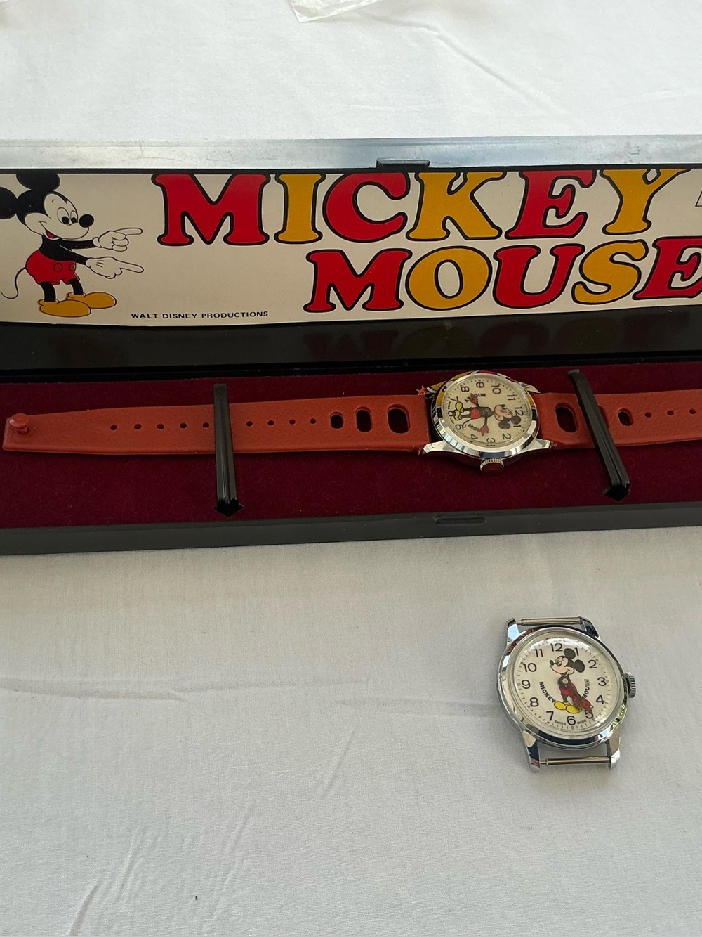 Mickey Mouse Watch with Red Strap vintage 1970’s